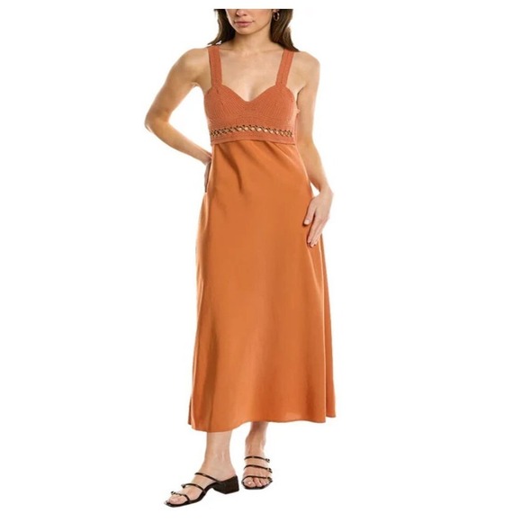 A.L.C. Talia Satin Midi Dress Sleeveless Burnt Terracotta Size 6 NWT